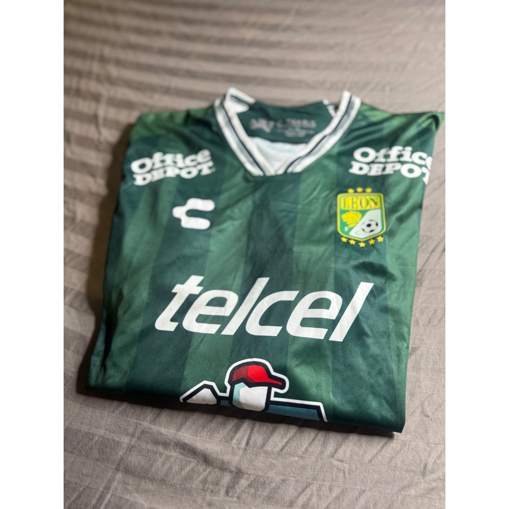Charly Club‎ Leon Soccer Jersey Mens Large Green Striped Liga MX Home Shirt 19